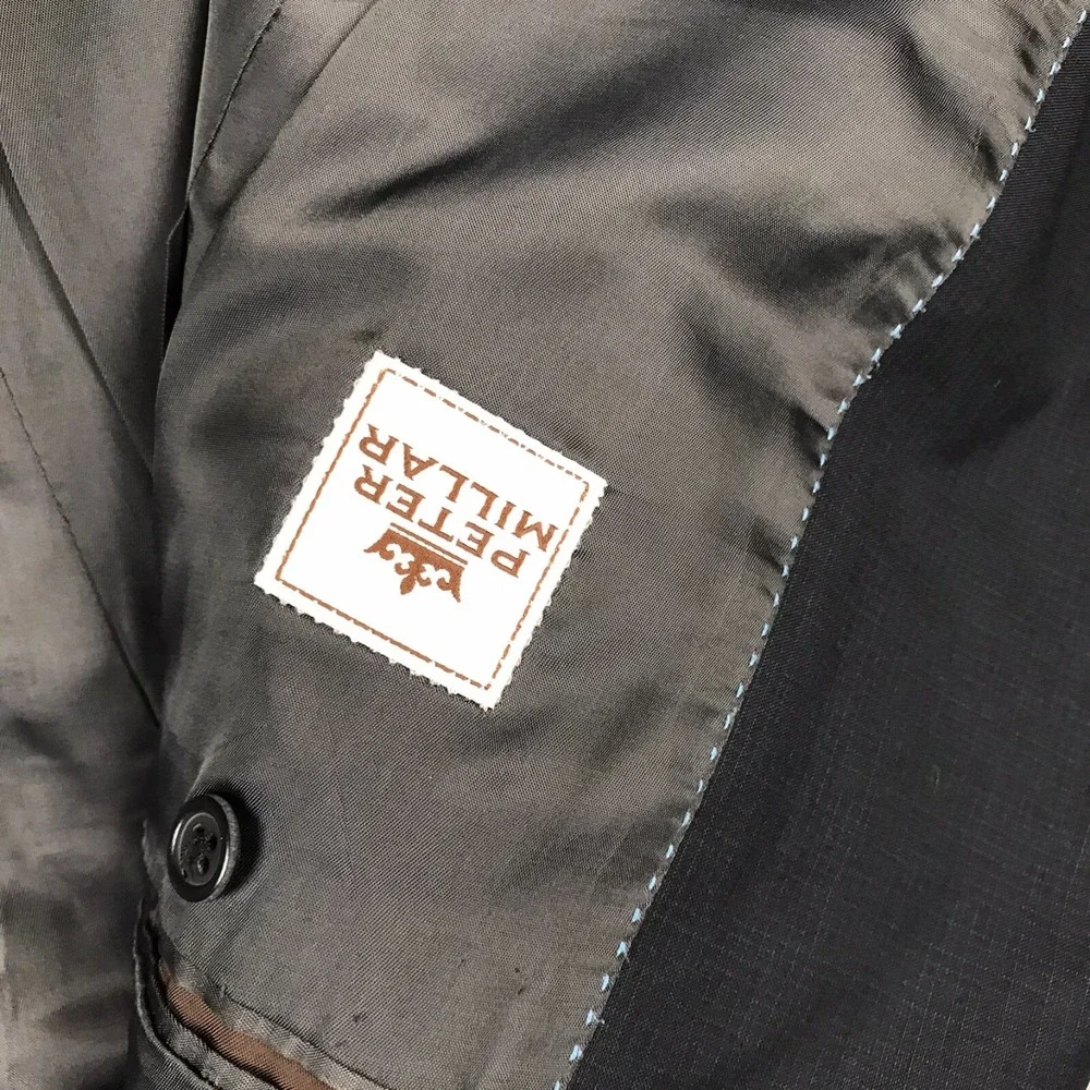 Peter Millar Sport Coat Mens 40R Black Micro Check Double Vented Blazer Jacket